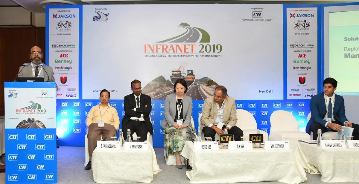 A panel session on stage at the CII INFRANET 2019 conference