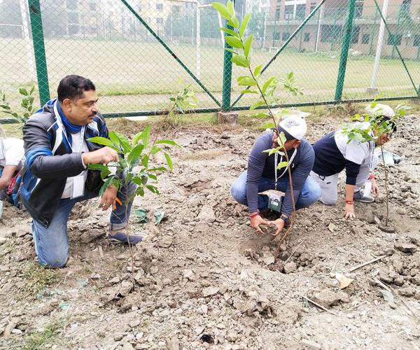 The Sand Grains Foundation plants 200 Saplings at Green Verge 5, New Town, Kolkata